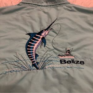 Belize Spicy Tuna Nylon Moisture Wicking short sleeve embroidered shirt size XL